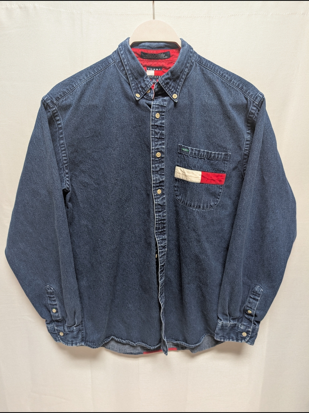 Tommy Hilfiger Men’s Dark Blue Denim Button-Down Shirt - Navy